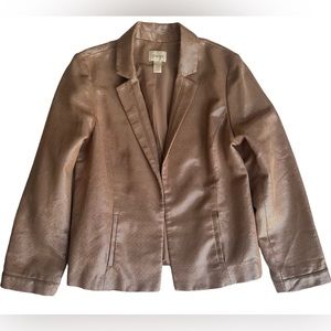 Chicos Blush Pink Silver Metallic Embellished Cotton Blend Blazer size 1 (M/8)